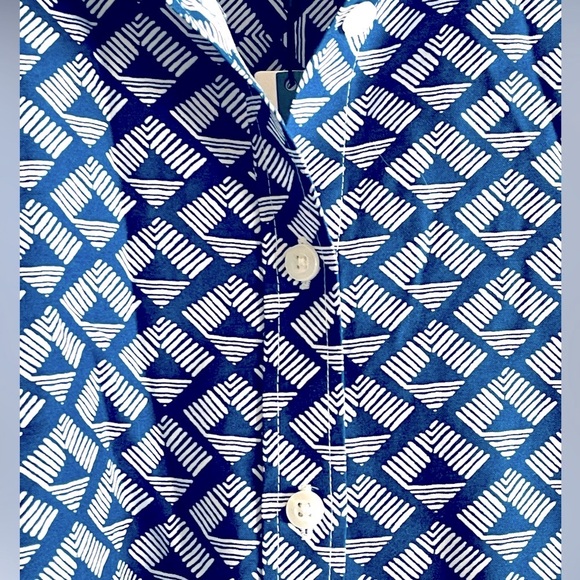 NWT CHICO’S Shirt No Iron Cotton Blue White Diamond Print Sz:16 (Chico’s Sz: 3) - Picture 6 of 13